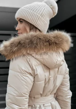 Pikowana Kurtka Z Futerkiem Frostbite Jasnobezowa
