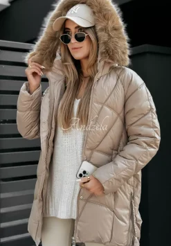 Pikowana Kurtka Z Futerkiem Polar Bear Bezowa