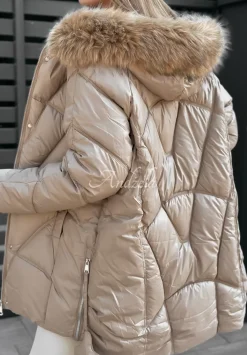 Pikowana Kurtka Z Futerkiem Polar Bear Bezowa