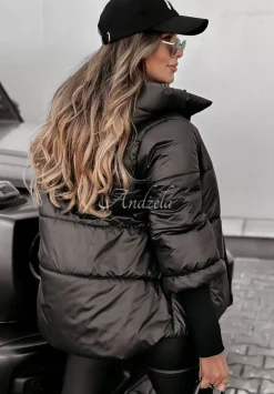 Pikowana Kurtka Z Kapturem Windy Czarna