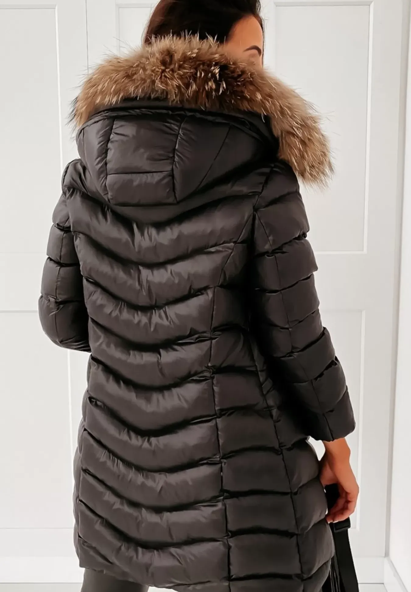 Pikowana Kurtka Z Kapturem Winter Czarna