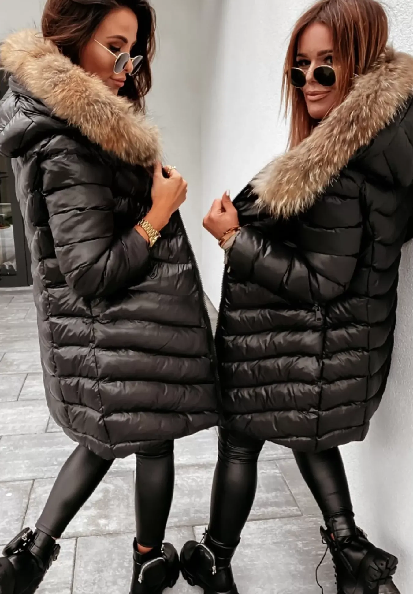 Pikowana Kurtka Z Kapturem Winter Czarna