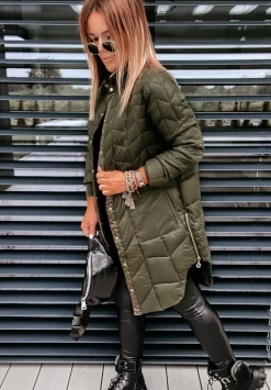 Pikowany Plaszcz Z Suwakami Trish Khaki