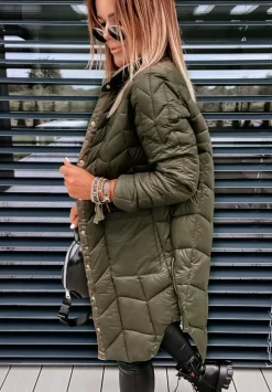 Pikowany Plaszcz Z Suwakami Trish Khaki