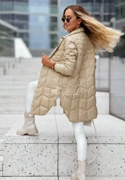 Pikowany Plaszcz Z Suwakami Trish Bezowy