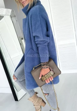 Plaszcz Alpaka Oversize Royal Jeansowy
