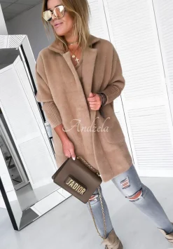 Plaszcz Alpaka Oversize Royal Camelowy