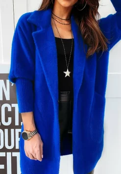 Plaszcz Alpaka Oversize Royal Kobaltowy