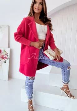 Plaszcz Alpaka Oversize Royal Malinowy