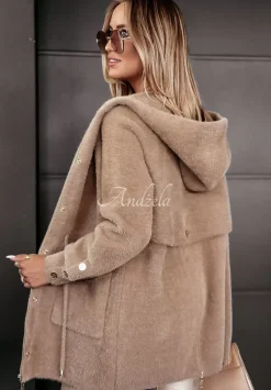 Plaszcz Alpaka Z Kapturem Heavenly Camelowy