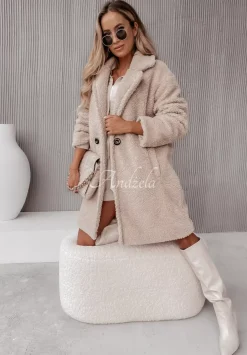 Plaszcz Z Imitacji Kozucha Arctic Bezowy