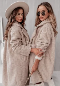 Plaszcz Z Imitacji Kozucha Arctic Bezowy