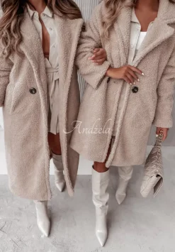 Plaszcz Z Imitacji Kozucha Arctic Bezowy
