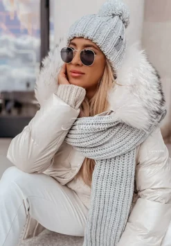 Pleciona Czapka Z Pomponem Laponia Szara