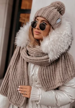 Pleciona Czapka Z Pomponem Laponia Mokka