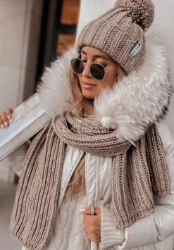 Pleciona Czapka Z Pomponem Laponia Mokka