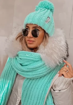 Pleciony Szal Laponia Mietowy