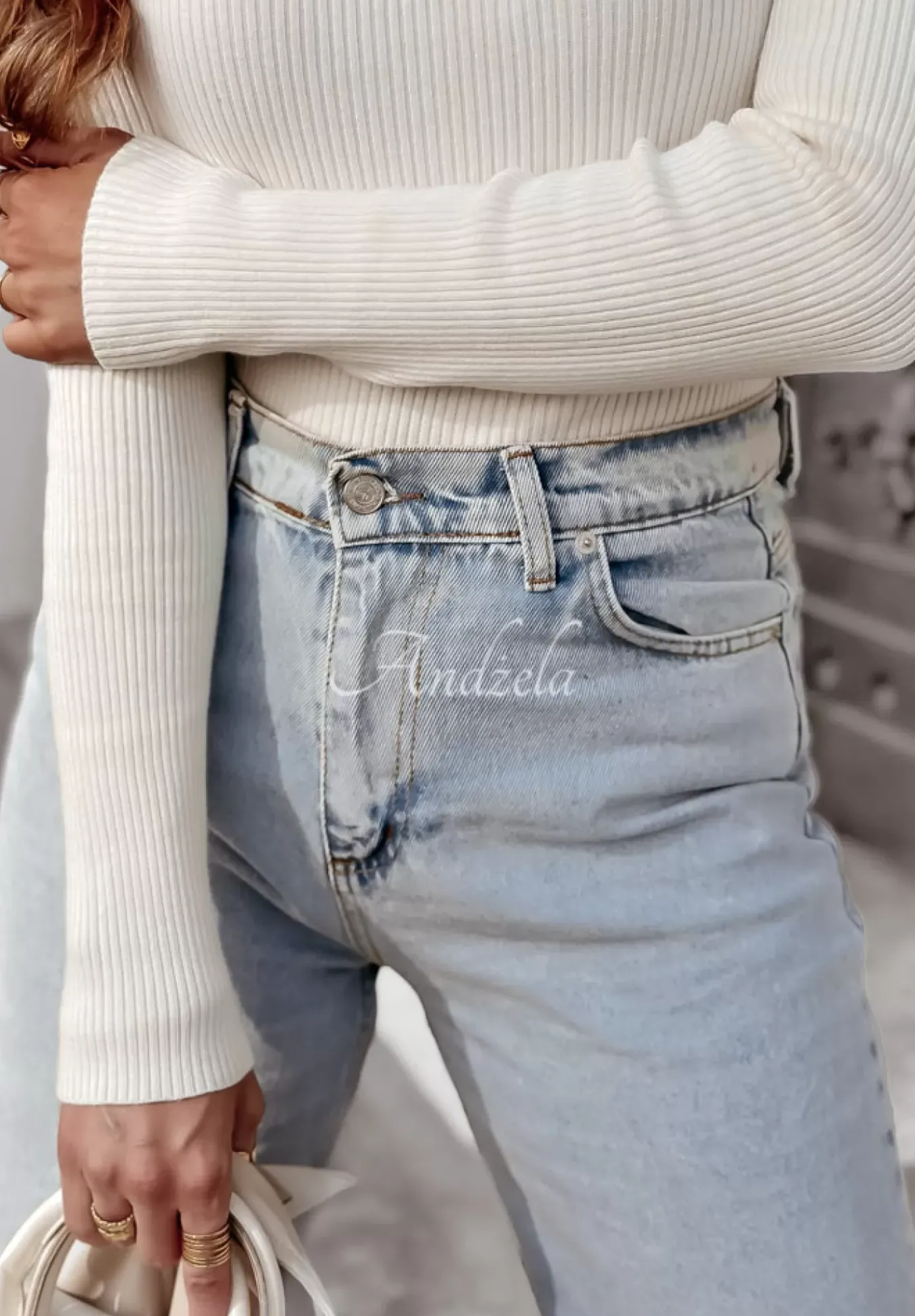 Prazkowana Bluzka Z Dekoltem Modern Lover Ecru