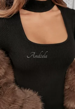 Prazkowana Bluzka Z Dekoltem Modern Lover Czarna