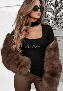 Prazkowana Bluzka Z Dekoltem Modern Lover Czarna