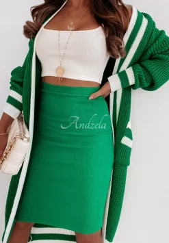 Prazkowana Spodnica Slim Skirt Zielona
