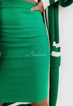 Prazkowana Spodnica Slim Skirt Zielona