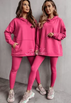 Prazkowane Legginsy Limitless Fuksjowe
