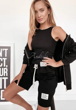Prazkowany Top Sporty Chic Czarny