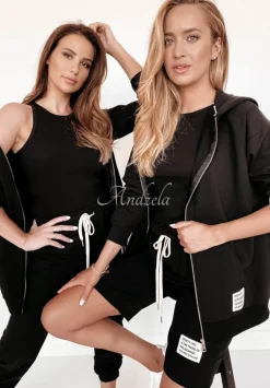 Prazkowany Top Sporty Chic Czarny