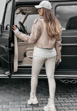 Ramoneska Z Imitacji Skory Ze Sznurowaniem Rise And Shine Bezowa