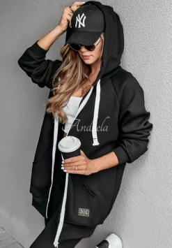 Rozpinana Bluza Z Kapturem Siempre Czarna