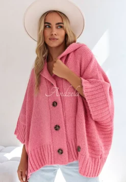 Rozpinany Kardigan Oversize Cocomore Miracle Happens Rozowy