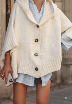 Rozpinany Kardigan Oversize Cocomore Miracle Happens Ecru
