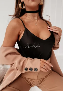 Satynowy Top Tiliana Czarny