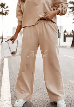 Spodnie Dresowe Wide Leg Day Off Bezowe