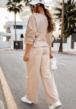 Spodnie Dresowe Wide Leg Day Off Bezowe