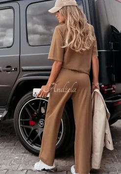 Spodnie Dresowe Wide Leg Be Still Camelowe