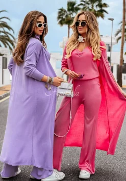 Spodnie Dzianinowe Wide Leg Back To Basics Rozowe