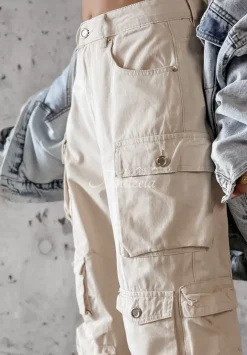 Spodnie Jeansowe Cargo Z Kieszeniami Payton Bezowe