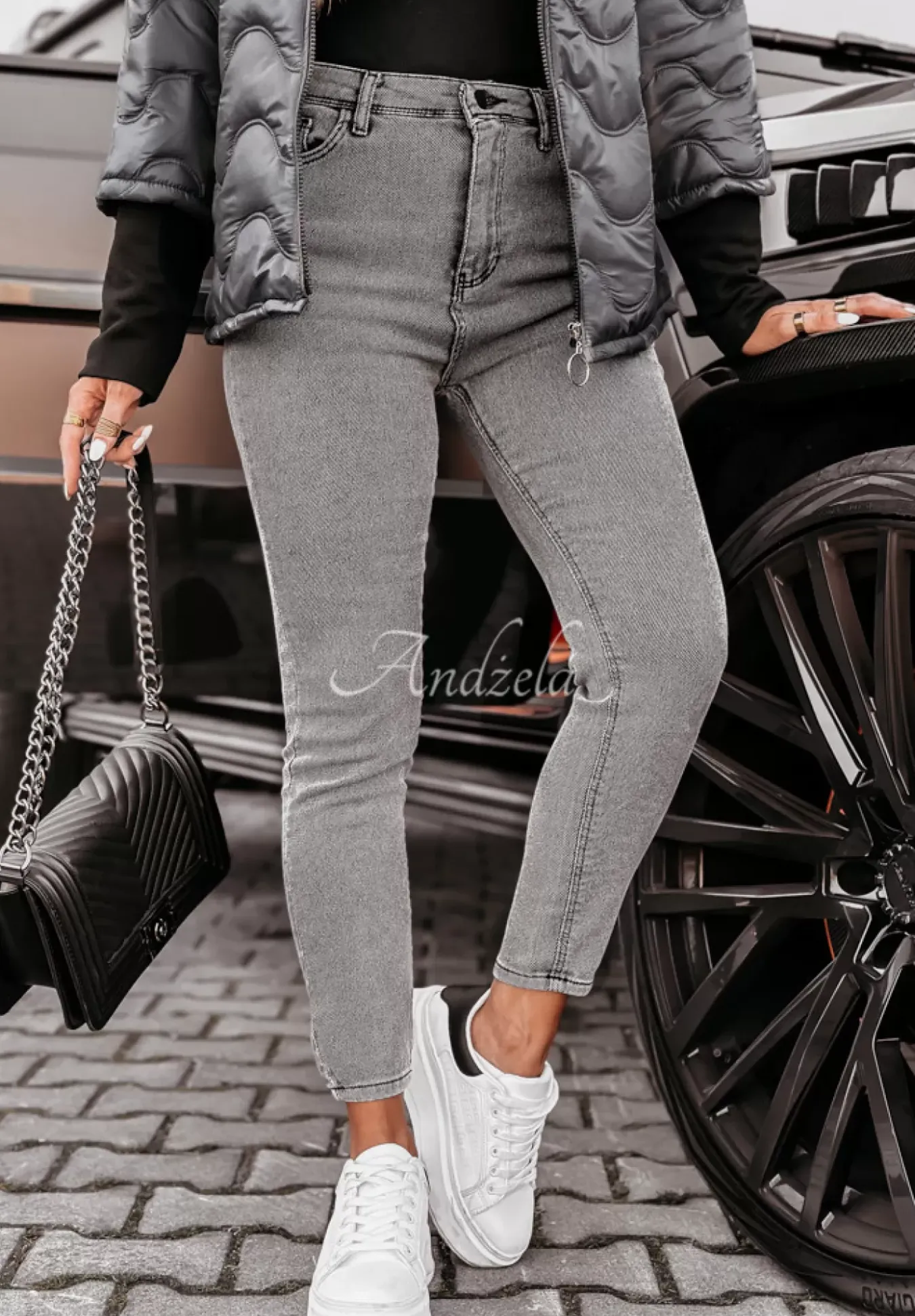 Spodnie Jeansowe Skinny Rinaldi Szare