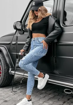 Spodnie Jeansowe Skinny Splashy Niebieskie