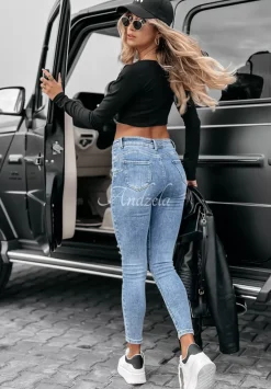 Spodnie Jeansowe Skinny Splashy Niebieskie