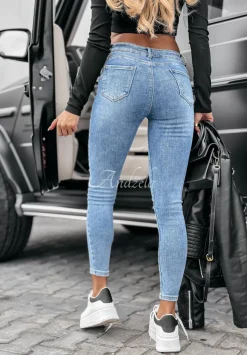Spodnie Jeansowe Skinny Splashy Niebieskie