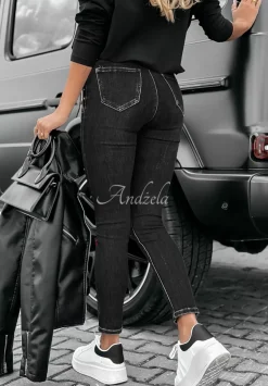 Spodnie Jeansowe Skinny Z Guzikami Girl In Jeans Ciemnoszare