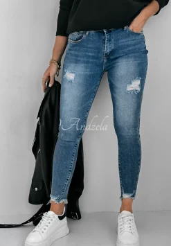 Spodnie Jeansowe Skinny Z Przetarciami Good Job Niebieskie
