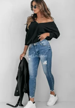 Spodnie Jeansowe Skinny Z Przetarciami Good Job Niebieskie