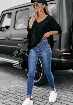 Spodnie Jeansowe Skinny Z Guzikami Girl In Jeans Niebieskie