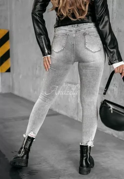Spodnie Jeansowe Skinny Z Przetarciami Never Change Jasnoszare
