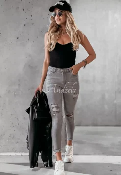 Spodnie Jeansowe Skinny Z Przetarciami I Will Be There Jasnoszare