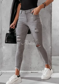 Spodnie Jeansowe Skinny Z Przetarciami I Will Be There Jasnoszare